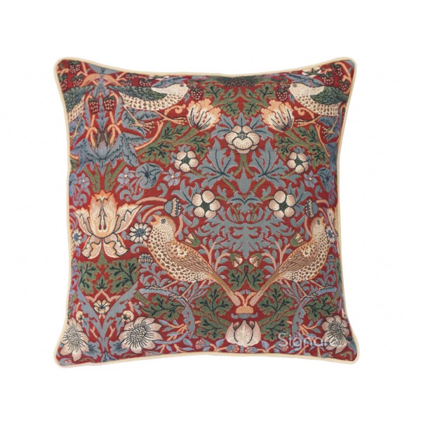 William Morris New Tapestry Strawberry Thief Red Cushions - prices start for 2